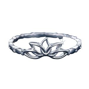 Sterling silver 925 lotus ring, size 7